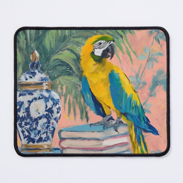 Item preview, Macaw and ginger jar oil painting designed and sold by SophieClimaArt.
