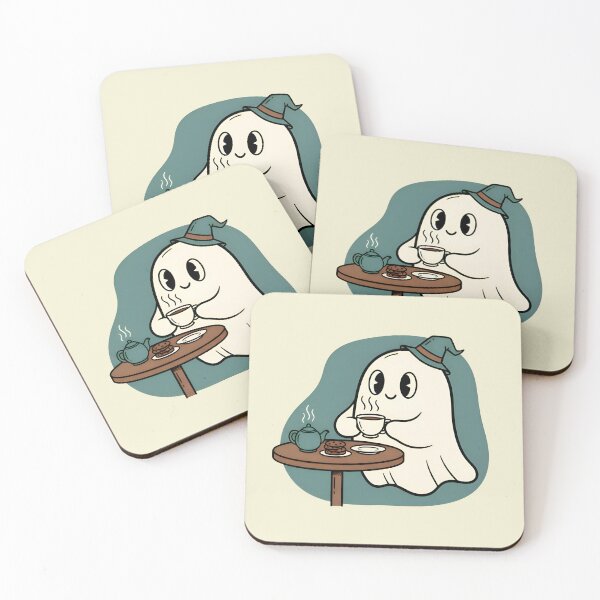 Item preview, Cozy Ghost Tea Time – Cute Spooky Halloween Art designed and sold by Imaginationbeyond.