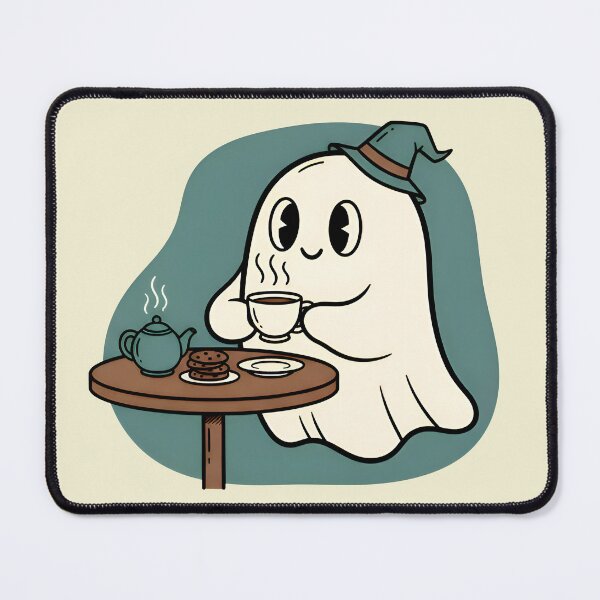 Item preview, Cozy Ghost Tea Time – Cute Spooky Halloween Art designed and sold by Imaginationbeyond.