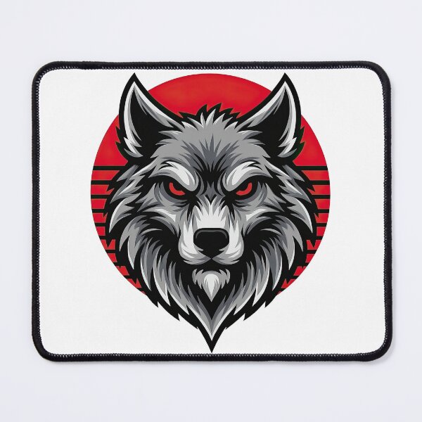 Item preview, Fierce Wolf Head with Red Sunset Circle Design designed and sold by ArtfulWeave.