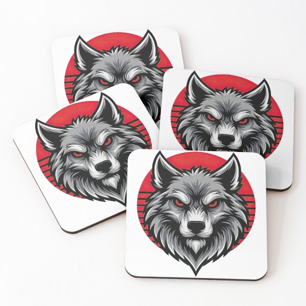 Item preview, Fierce Wolf Head with Red Sunset Circle Design designed and sold by ArtfulWeave.