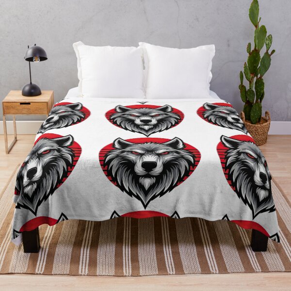 Item preview, Fierce Wolf Head with Red Sunset Circle Design designed and sold by ArtfulWeave.