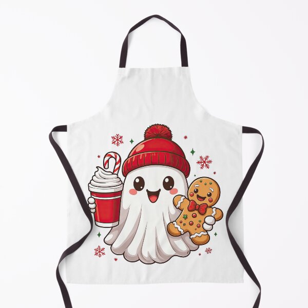 Item preview, Cute Christmas Ghost with Hot Chocolate and Gingerbread designed and sold by ArtfulWeave.