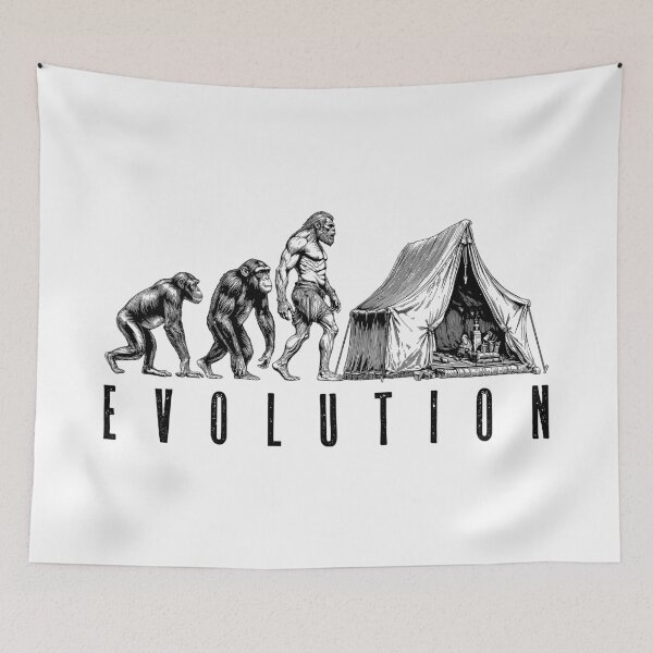 Item preview, Camping Camper Tent Evolution Funny Man Ape Neanderthal designed and sold by GrandeDuc.