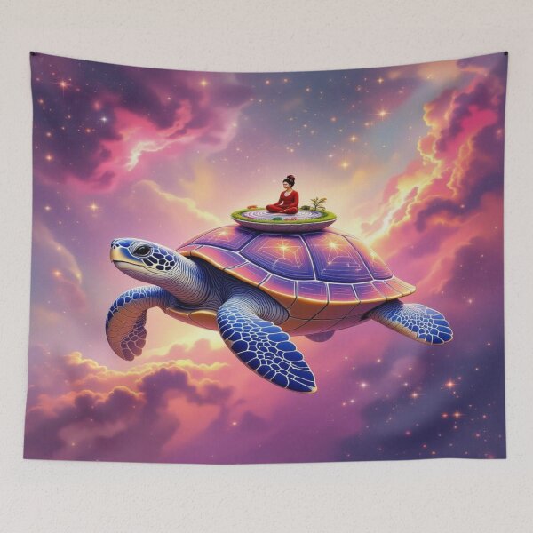 Item preview, Flying Turtle Meditation – cosmic serenity meets fantasy & surreal vibes above the stars designed and sold by FotoworldEdel.