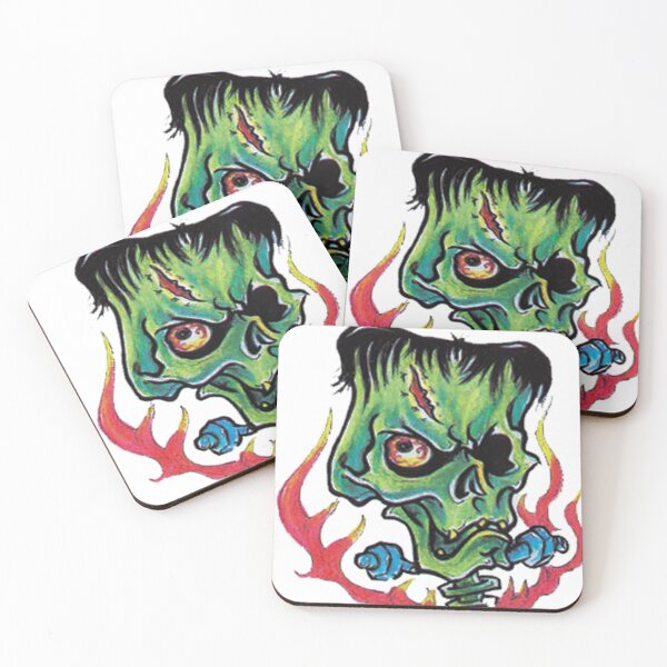 Item preview, Drawing of a green skull. designed and sold by Cockroin.