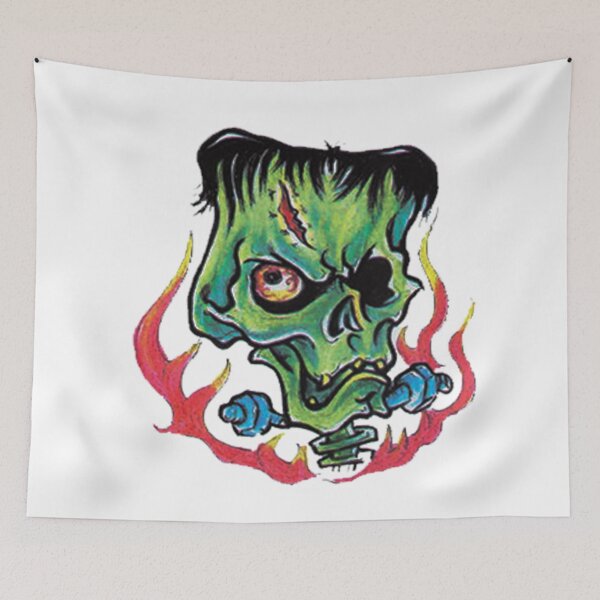 Item preview, Drawing of a green skull. designed and sold by Cockroin.