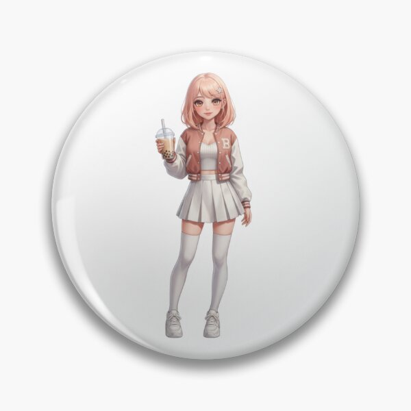 Item preview, Boba anime girl varsity sticker designed and sold by Pixxyshop.