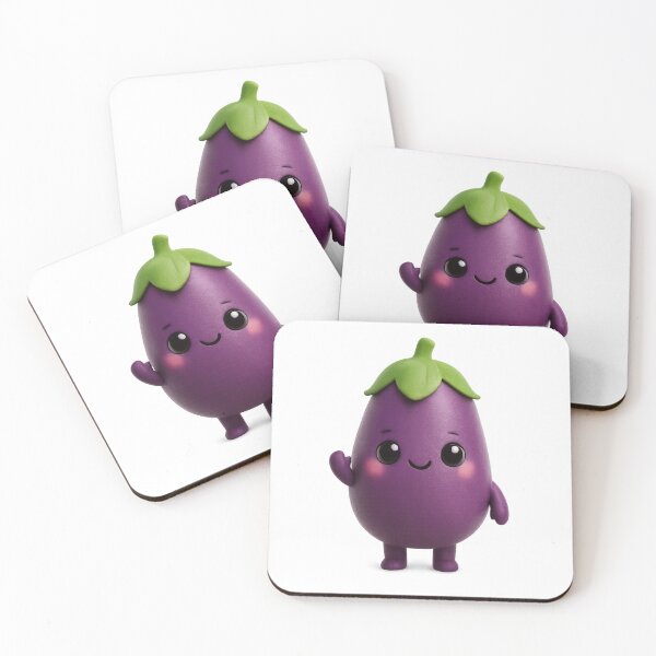 Item preview, Cute Eggplant Character | Kawaii Fun Vegetable Art designed and sold by Moons Studio.