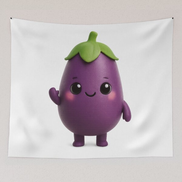 Item preview, Cute Eggplant Character | Kawaii Fun Vegetable Art designed and sold by Moons Studio.