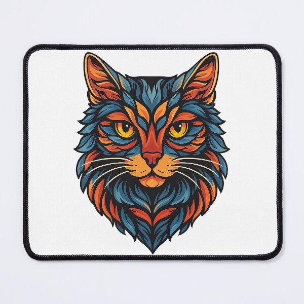 Item preview, Colorful Geometric Cat Face Illustration designed and sold by ArtfulWeave.