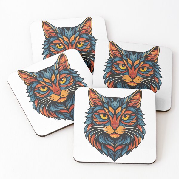 Item preview, Colorful Geometric Cat Face Illustration designed and sold by ArtfulWeave.