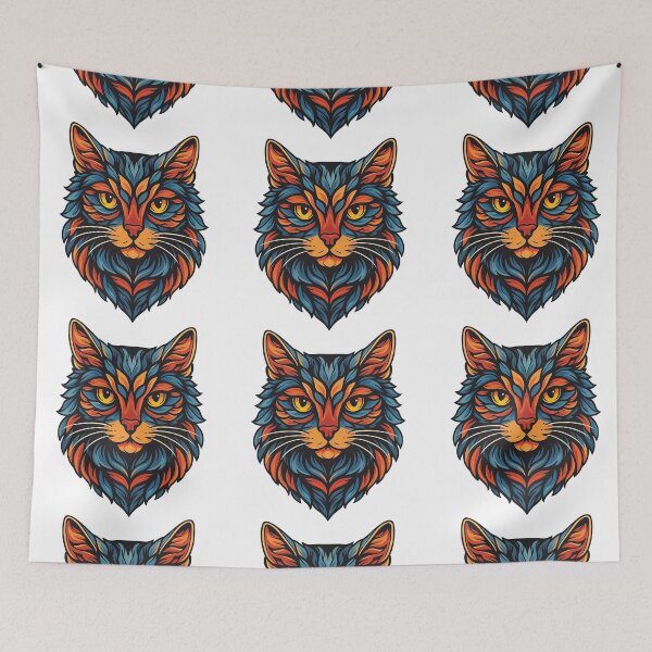 Item preview, Colorful Geometric Cat Face Illustration designed and sold by ArtfulWeave.
