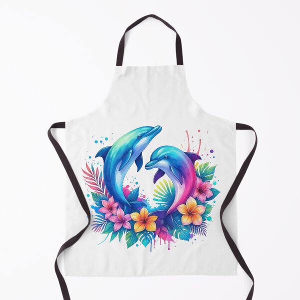 Item preview, Colorful Tropical Dolphins with Flowers and Leaves designed and sold by ArtfulWeave.