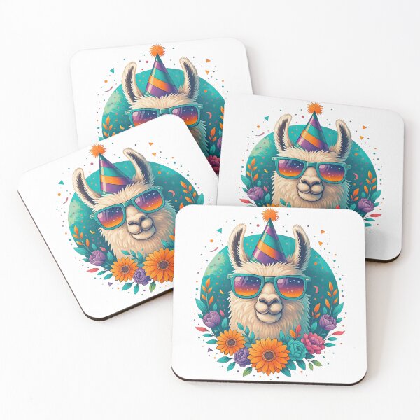 Item preview, Party Llama with Sunglasses and Colorful Floral Circle designed and sold by ArtfulWeave.