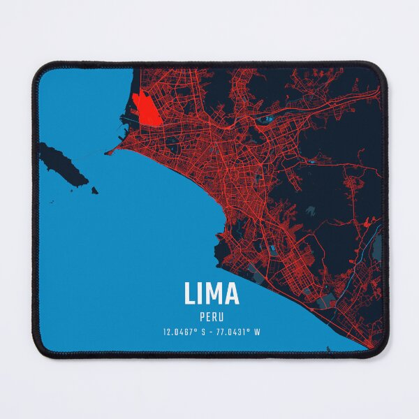 Item preview, Lima Red & Blue Minimalist Map designed and sold by HomeLivingCo.