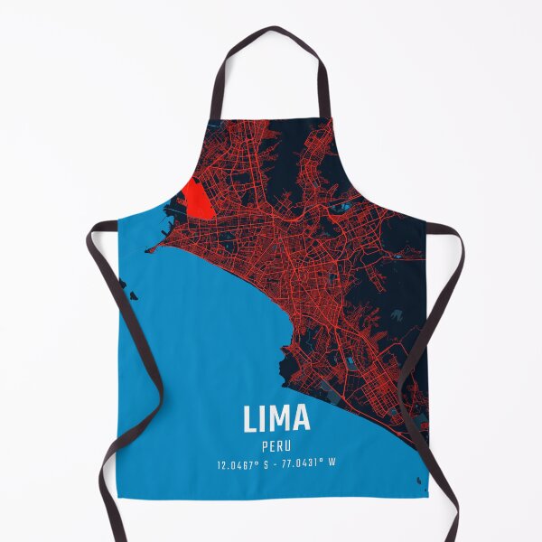 Item preview, Lima Red & Blue Minimalist Map designed and sold by HomeLivingCo.