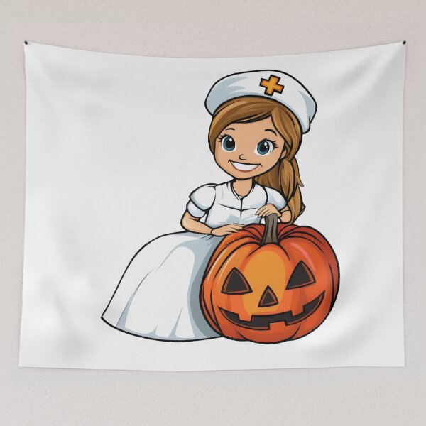 Item preview, Halloween nurse girl cartoon art designed and sold by olenapetol.