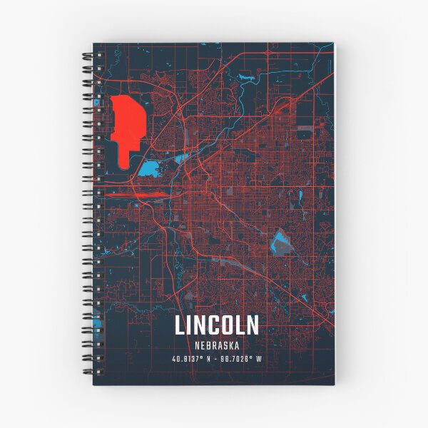 Item preview, Lincoln Red & Blue Minimalist Map designed and sold by HomeLivingCo.