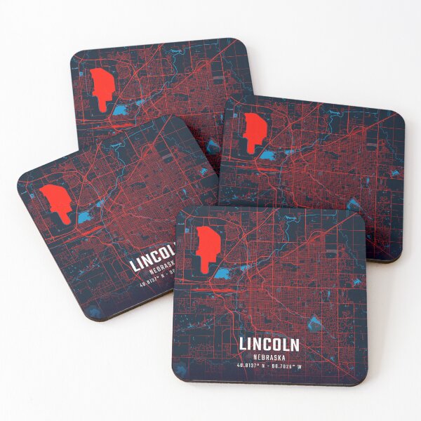 Item preview, Lincoln Red & Blue Minimalist Map designed and sold by HomeLivingCo.