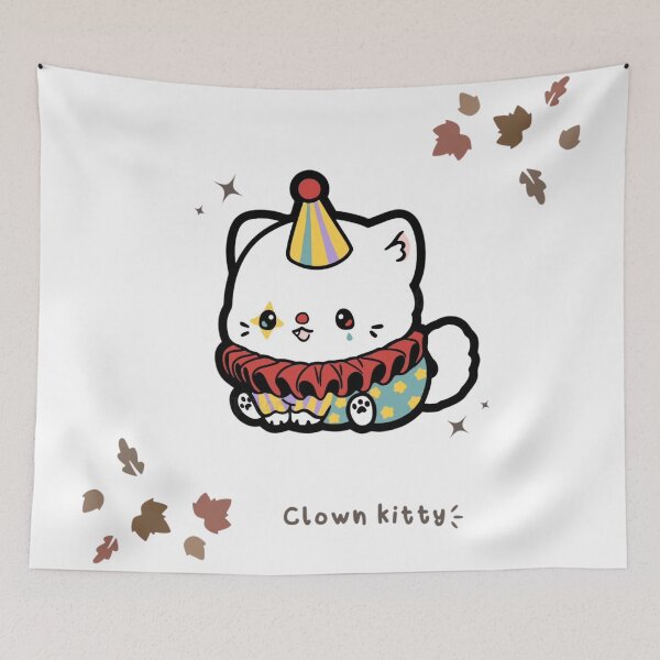 Item preview, Clown Kitty with a Colorful Ruffle and Cone Hat designed and sold by refugiauy.