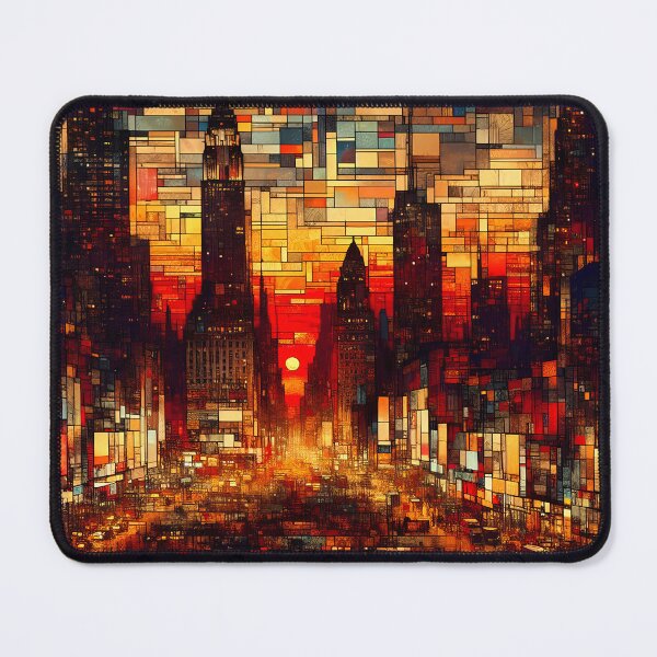 Item preview, Manhattan Sunset | Urban Glow and Modern Mosaic Skyline | Stoneflower-Art designed and sold by Stoneflower-Art.
