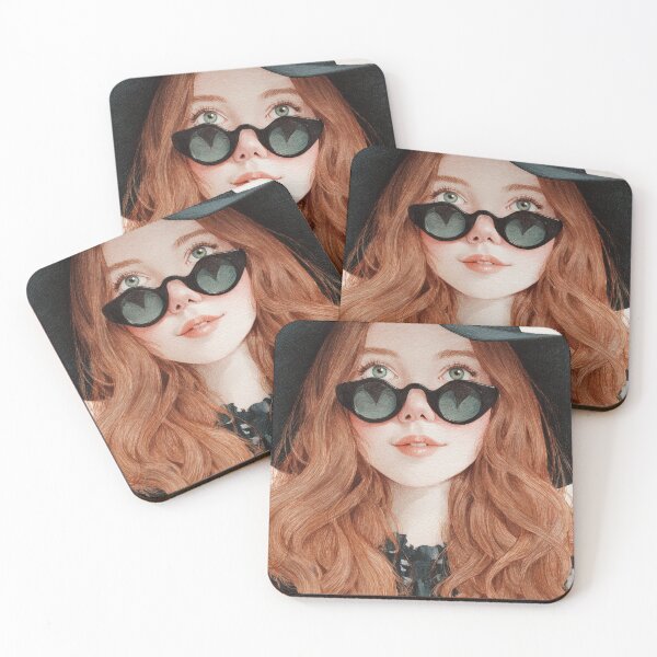 Item preview, Fashion Witch Girl With Pumpkins And Stylish Glasses designed and sold by EL-Lebedenko.