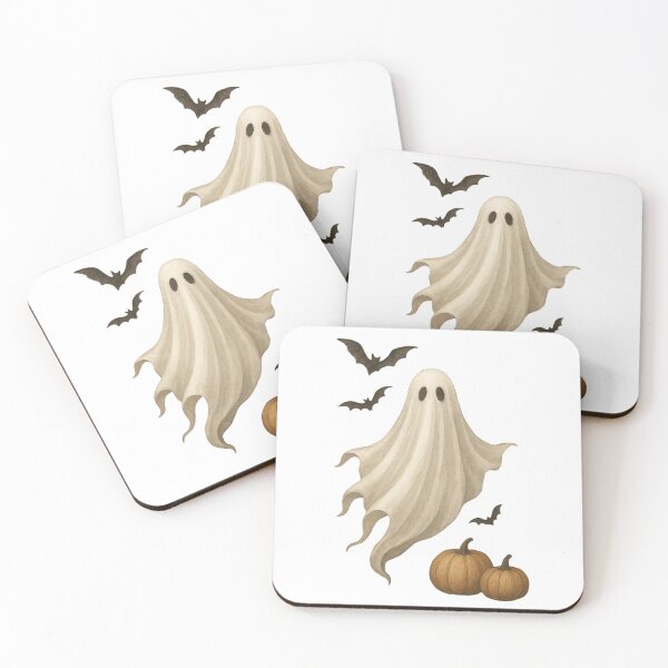 Item preview, A cute floating ghost with bats and pumpkins in Halloween designed and sold by Merrylands Artshop.