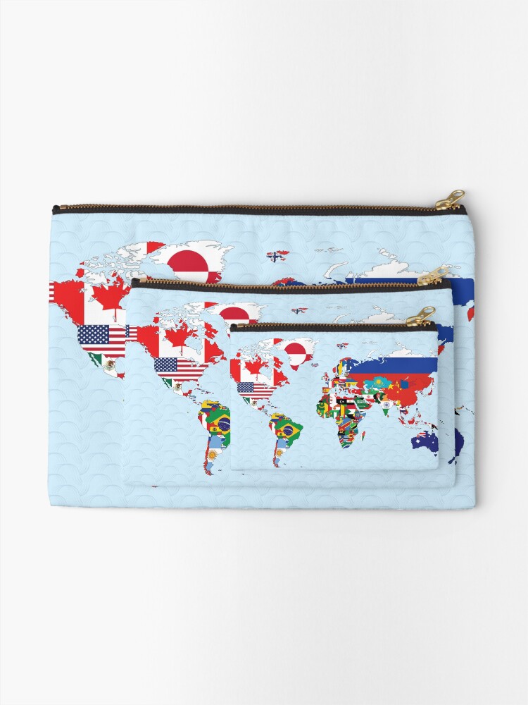 Alternate view of World Map made up of each countries flag Zipper Pouch