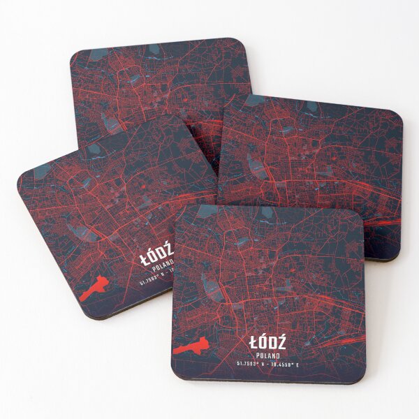 Item preview, Łódź Red & Blue Minimalist Map designed and sold by HomeLivingCo.