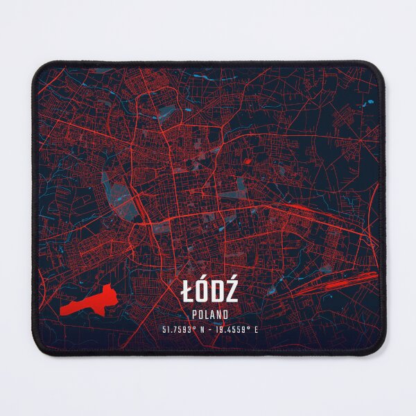 Item preview, Łódź Red & Blue Minimalist Map designed and sold by HomeLivingCo.
