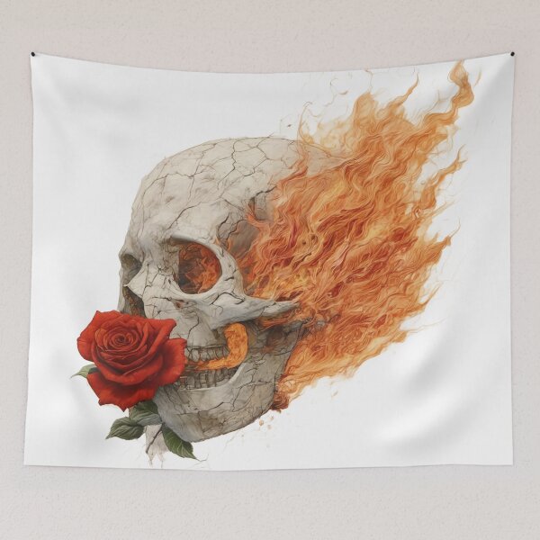 Item preview, Burning Skull with Rose designed and sold by MKFashionLab.