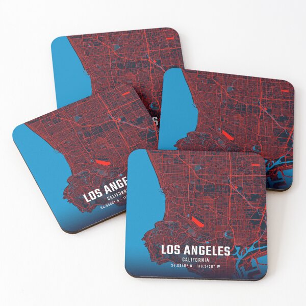Item preview, Los Angeles Red & Blue Minimalist Map designed and sold by HomeLivingCo.
