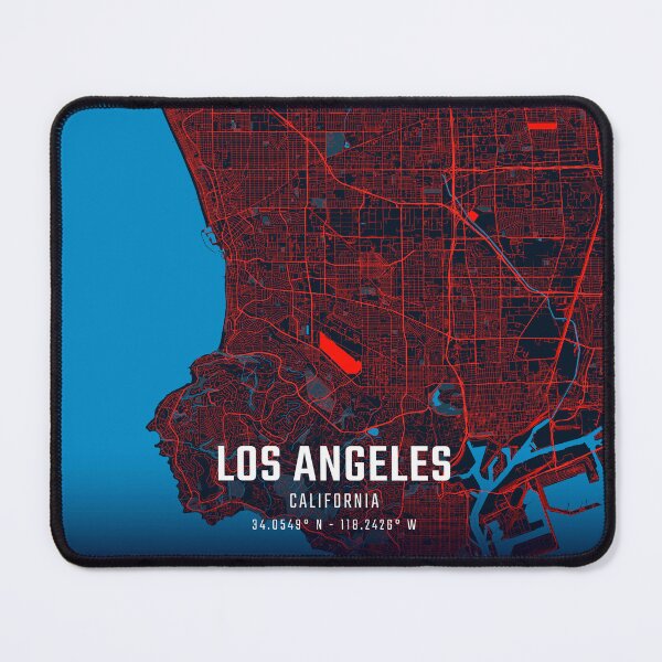 Item preview, Los Angeles Red & Blue Minimalist Map designed and sold by HomeLivingCo.