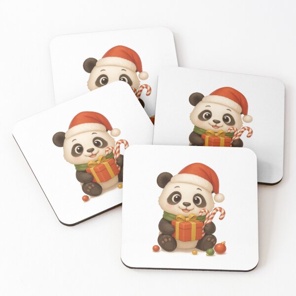 Item preview, Cute anime panda holding a gift and candy canes wearing christmas hat, AI generated designed and sold by dvoevnore.