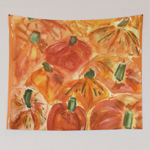 Item preview, Rustic Fall Season Pumpkins Hand Drawn Watercolor Autumn Harvest Illustration designed and sold by aneladesigns.