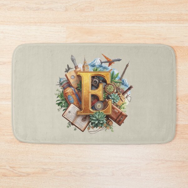 Item preview, Adventure Awaits – Vintage Travel Letter E Monogram | Wanderlust Globe & Airplane Design for Explorers and Dreamers designed and sold by AmenAlways.