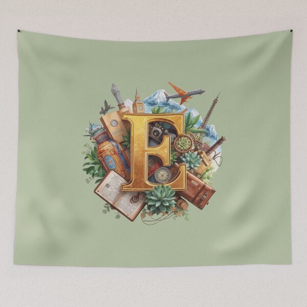 Item preview, Adventure Awaits – Vintage Travel Letter E Monogram | Wanderlust Globe & Airplane Design for Explorers and Dreamers designed and sold by AmenAlways.