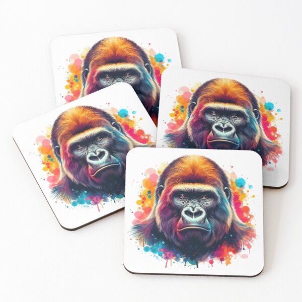Item preview, A strong, imposing gorilla with a colorful background designed and sold by Marcoshop10.