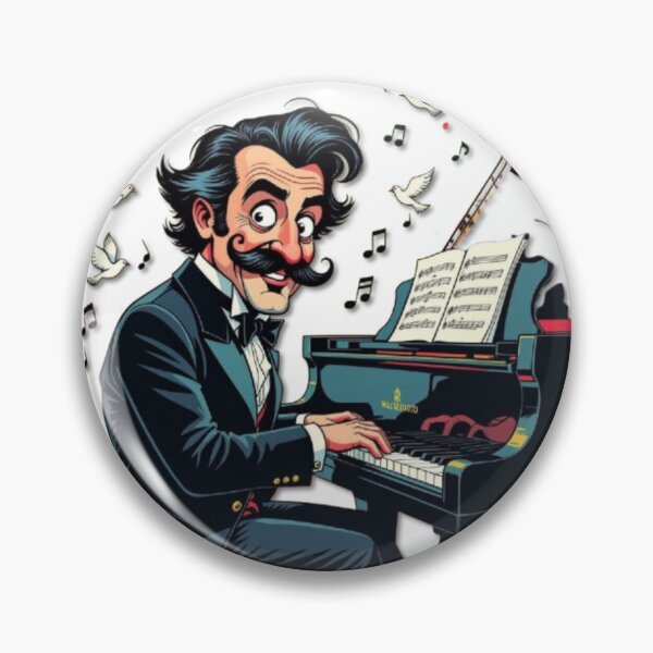 Item preview, Maestro with Moustache & Doves – musical caricature with surreal vibes & cartoon flair designed and sold by FotoworldEdel.