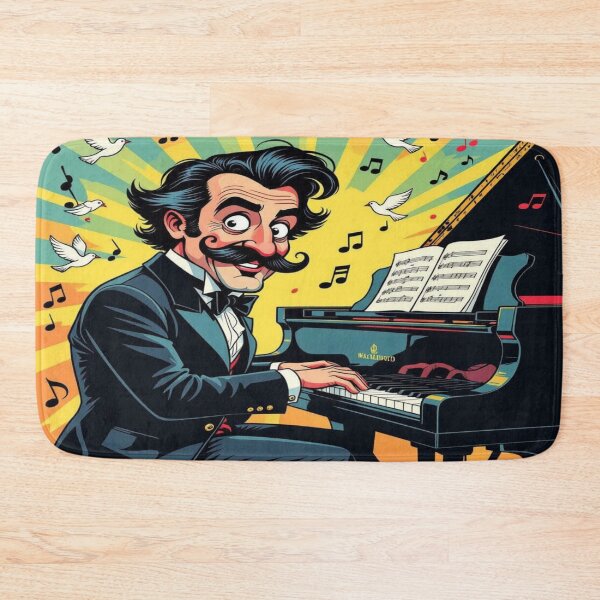 Item preview, Maestro with Moustache & Doves – musical caricature with surreal vibes & cartoon flair designed and sold by FotoworldEdel.