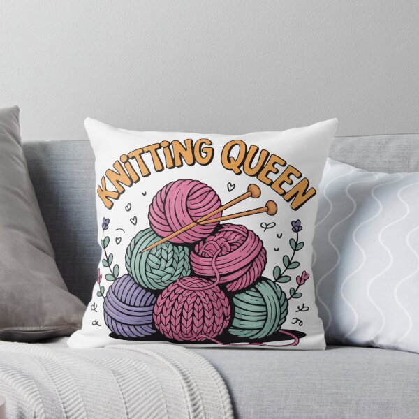 Item preview, Knitting Queen – Cute Yarn Balls & Knitting Needles Design designed and sold by Colorten.