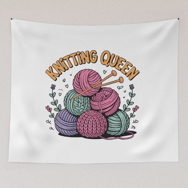 Item preview, Knitting Queen – Cute Yarn Balls & Knitting Needles Design designed and sold by Colorten.