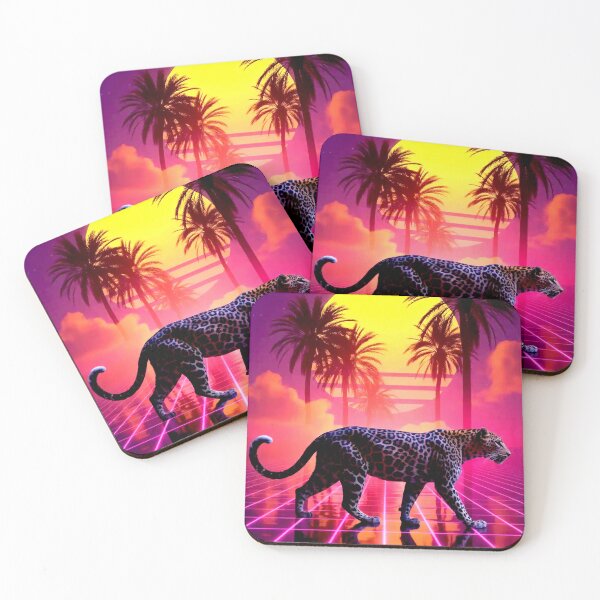 Item preview, Jaguar in a Neon Sunset Paradise designed and sold by Exodoi.