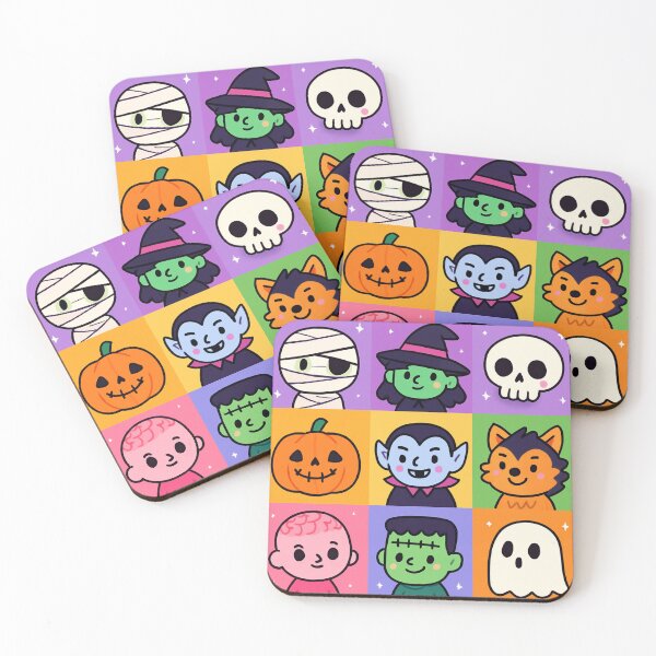 Item preview, Cute Halloween Character Grid – Colorful Pattern Design designed and sold by RuweisVibes.
