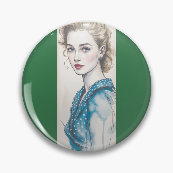 Item preview, Vintage Lady Portrait Blue Polka Dot Watercolor Art By Merch, Limited Edition designed and sold by BRCYNTHIASHOP.