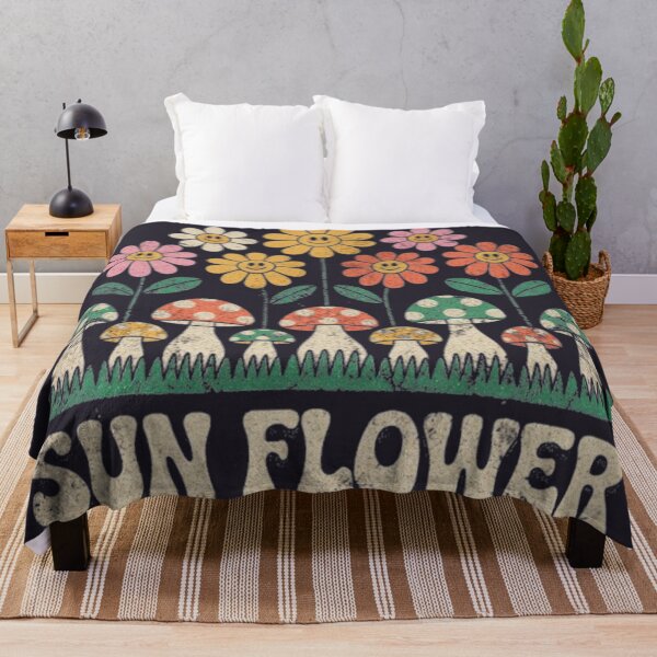 Item preview, Retro Sunflower and Mushroom Smiley Vintage 70s Aesthetic Illustration designed and sold by Syrupulse.