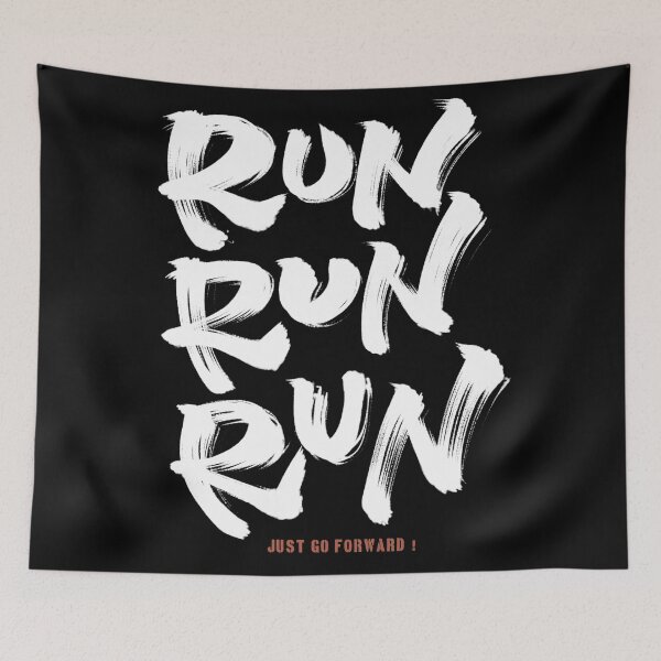 Item preview, Run run run ! Just go forward Japanese style calligraphy art black ver designed and sold by Necokite.