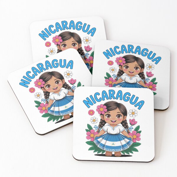 Item preview, Cute Nicaragua Girl Traditional Dress with Flag Art for Kids designed and sold by NUMAcreations.