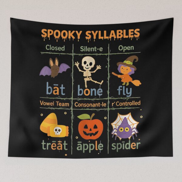 Item preview, Spooky Syllables Halloween Phonics Reading Teacher Student Educational Chart designed and sold by MassonCalepon.